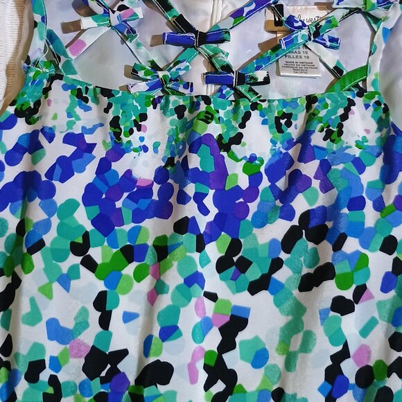 Emily West / Dress / Girls / Size 10 / Blue Black Geometric Design / Sleeveless - Picture 4 of 10